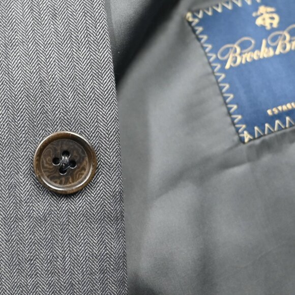 PRISTINE Brooks Brothers Custom Made Gray Fine Herringbone Wool Suit 44Xl 38W - Picture 7 of 11
